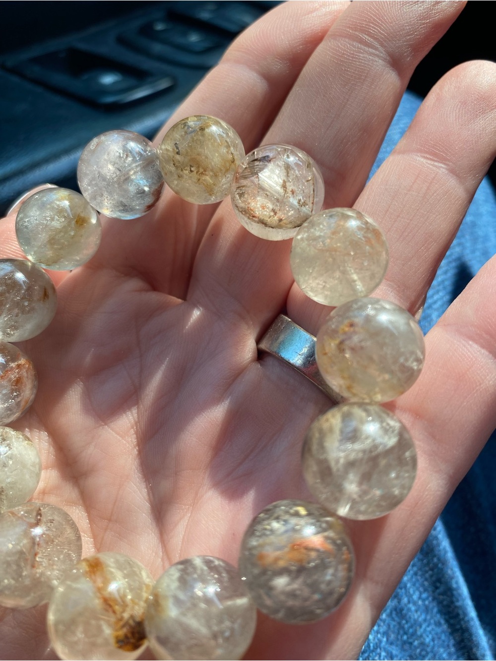 Natural Garden Quartz Bead Bracelet - Yellow-Tan Tones - Picture 3 of 7